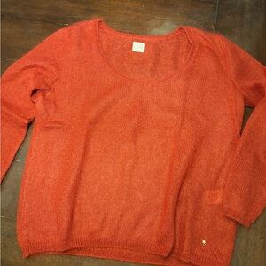 Elegant Orange Scoop Neck Sweater
